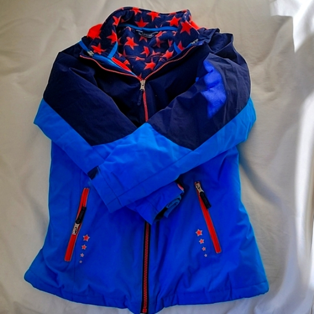 EUC Land End 3 in 1 Parka Hooded Water Repellent Windbreaker  Warm Fleece Jacket